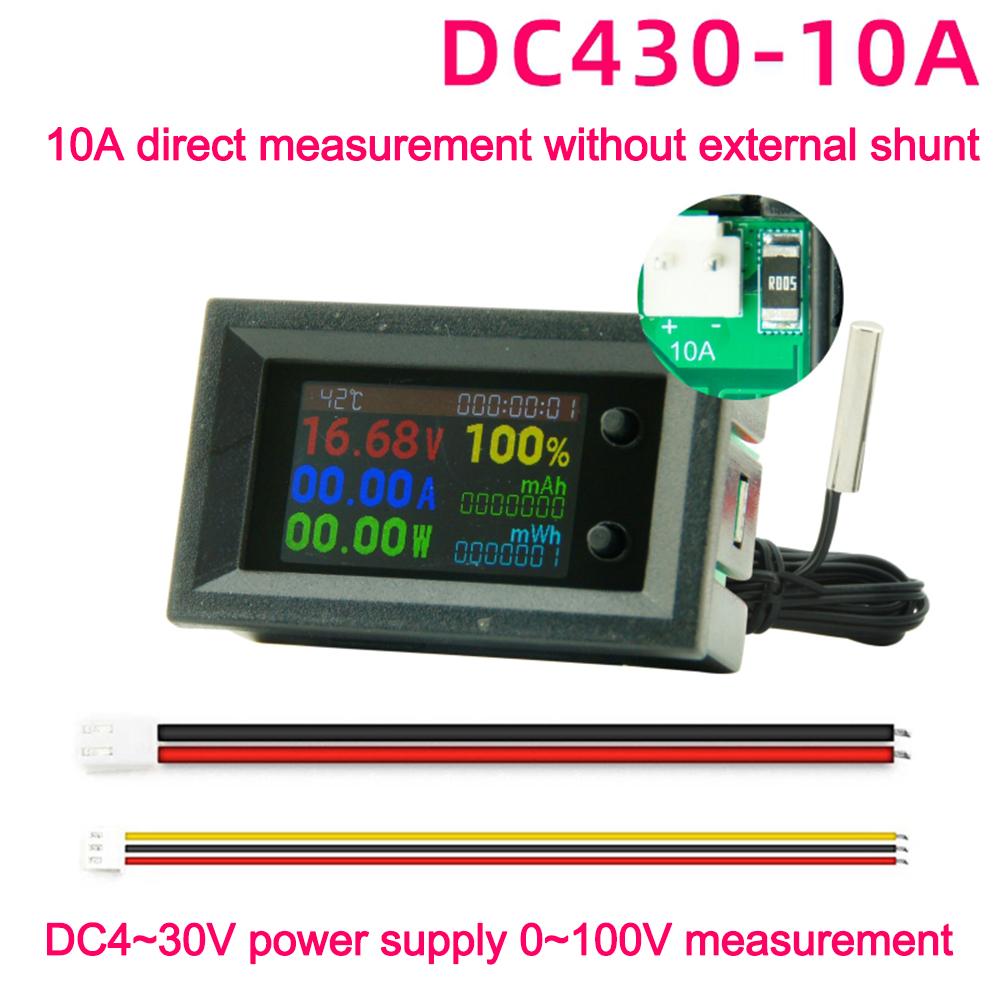 DC 4-30V 10A Digital Voltmeter Ammeter Power Energy Voltage Wattmeter Kwh Temperature Meter Electric Energy Frequency Meter