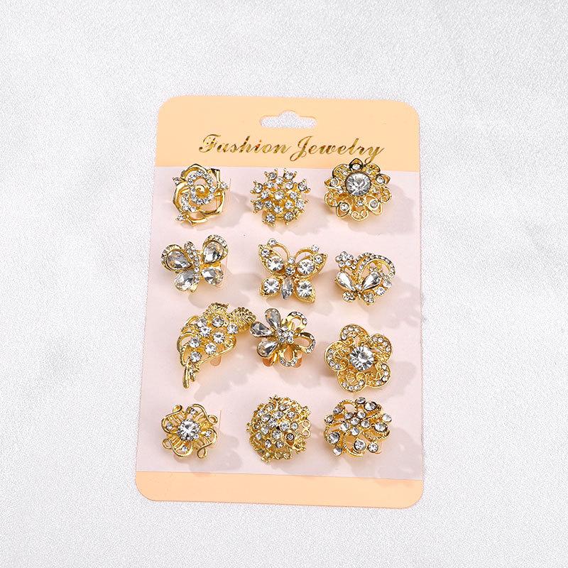 

12 шт./набор Изысканные Модные Женские Девушки Роскошные Маленькие Хрустальные Броши Булавки Элегантный Унисекс Костюм Одежда Высококлассные Бутоньерки Значок