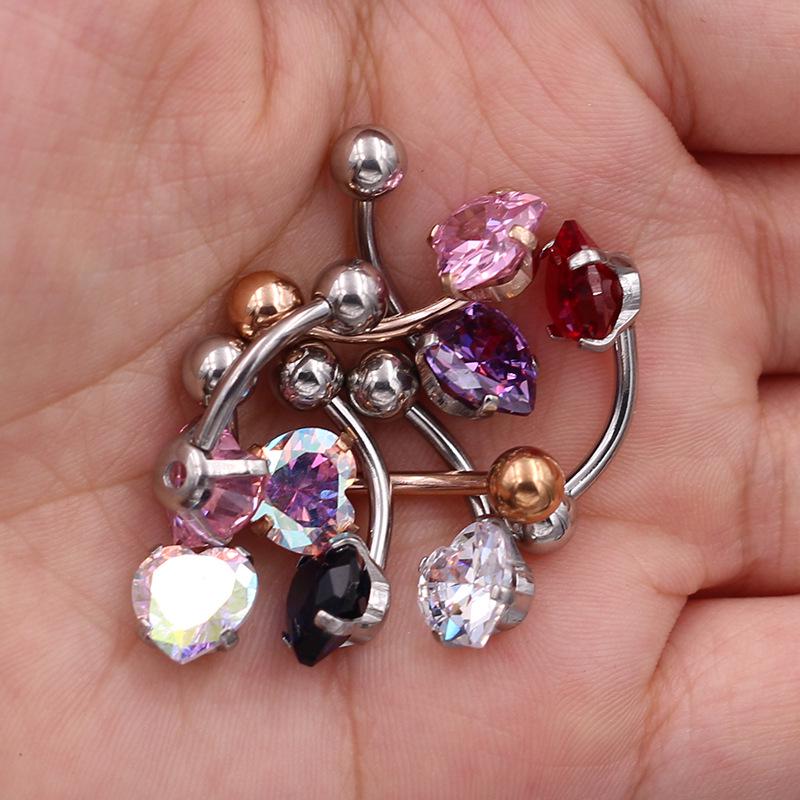 Pfirsichherz 5A Zirkon Bauchnabelring 2023 - 16G Piercingschmuck Neuheit