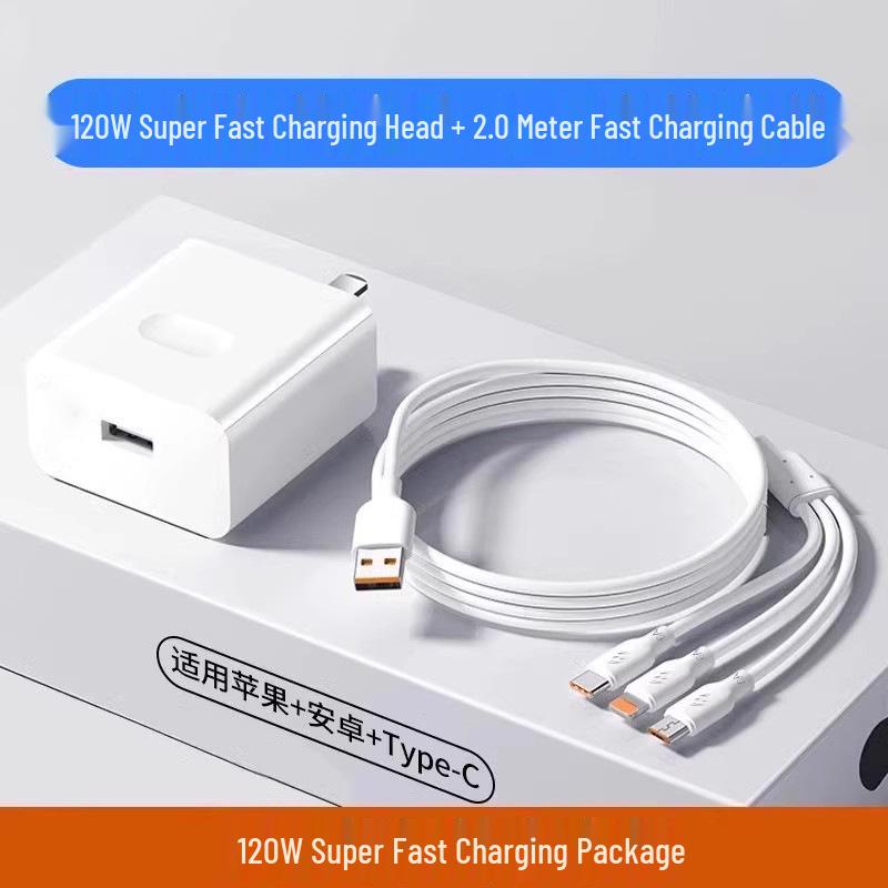 Universal Fast Charge 3-in-1 Multi-Port Cable: Type-C, Android, 3-Head