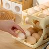 3-Tier Double-Row 30-Egg Auto Sliding Egg Storage Box, Refrigerator Rolling Rack, Space-Saving For Countertop Cabinet