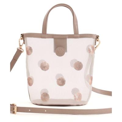Cuco SMILEY Dot Sequin Embroidered Mesh Shoulder Bag 2513111704 Pink Beige (072)