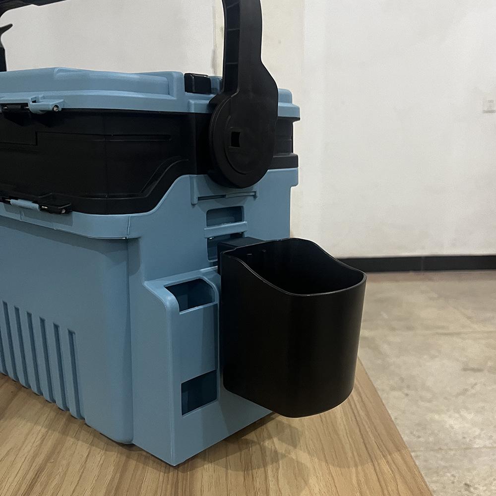 Portable Fishing Box with Rod, Lure, and Cup Holder Accessories