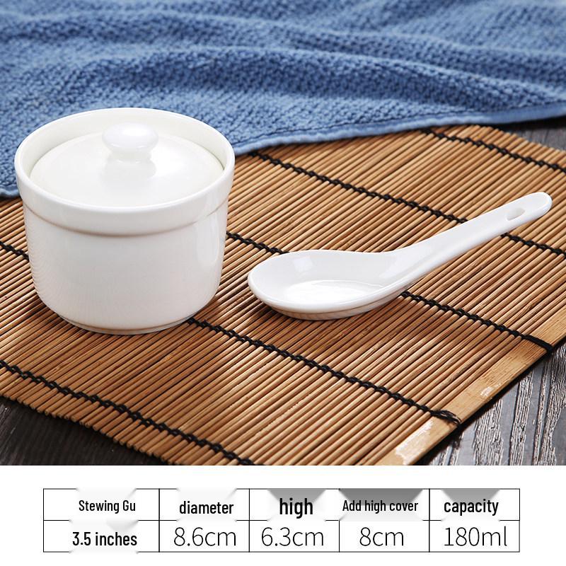 Pure White Ceramic Stew Pot with Lid: Versatile Double Boiler for Soup, Eggs, Bird's Nest, and Tonics