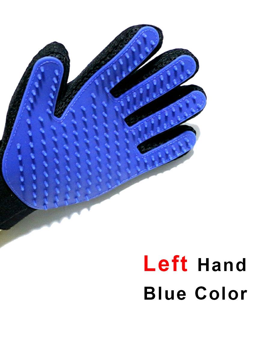 

1pcs left hand cat Pet Cleaning Brush Dog Massage Hair Removal Grooming Washing Accessories Silicone Pet Glove синій
