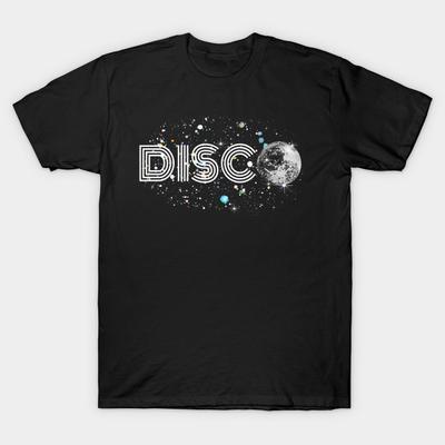 Men Black Print T-shirt Black And White Disco No-Cut Transfer Paper Print Cotton Tshirt