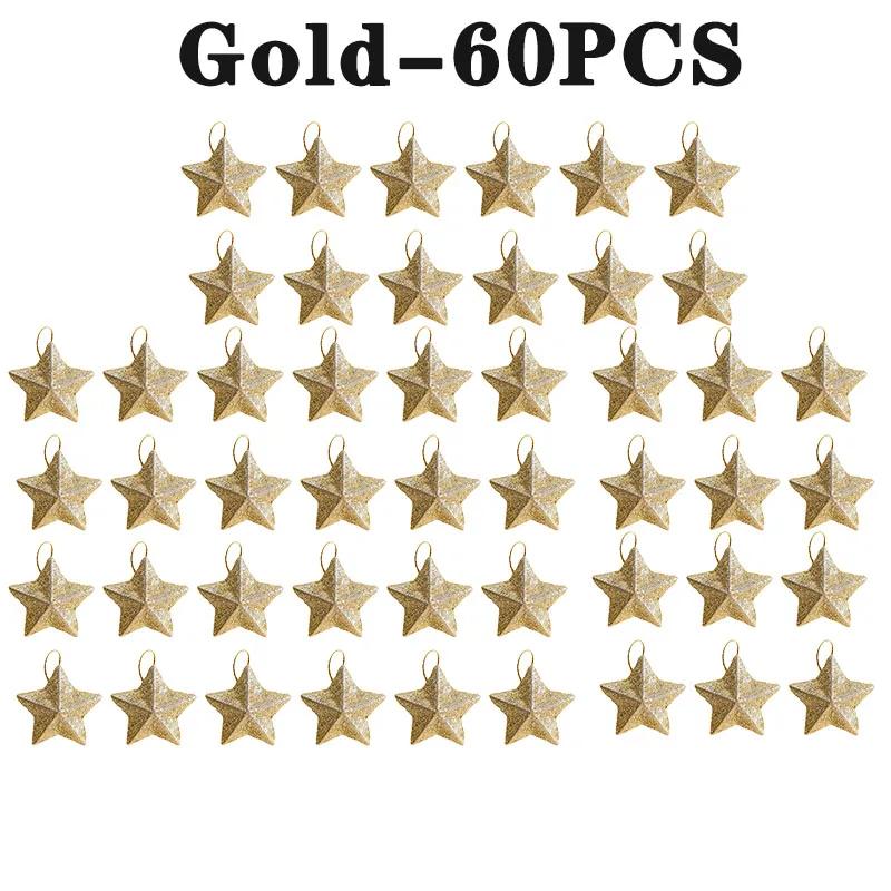 Guldglitter Stjärnprydnader Julgran Hängande Hänge 2025 Juldekorationer för Hemmet Navidad Nyårsfest DIY-gåva