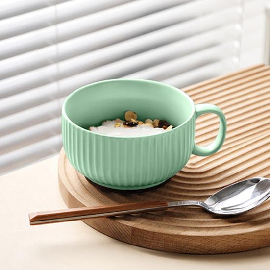 Ceramic Milk Handle Cup with Safe Bouillon Cup Cream Aesthetic Breakfast Bowls Microwave