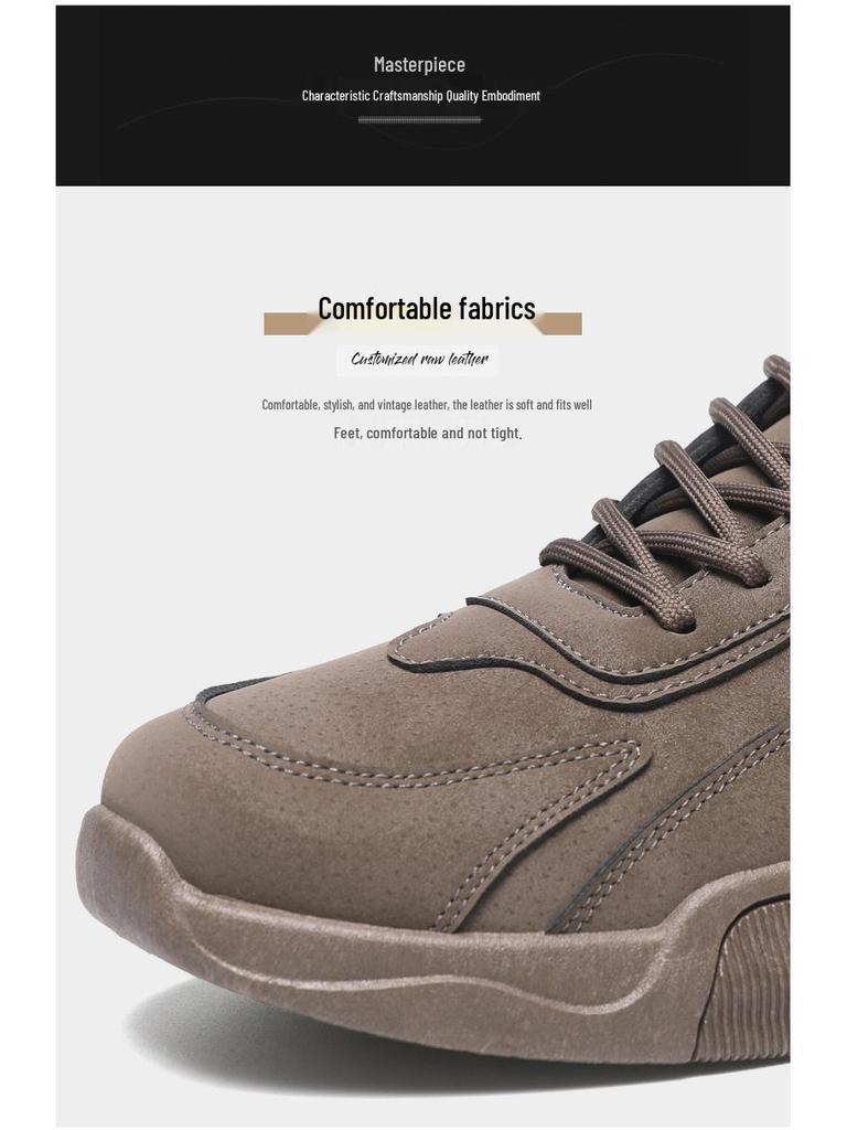 Men's Versatile Leather Lace-up Casual Sneakers - Breathable, Comfortable, Non-slip for Spring & Autumn 2025