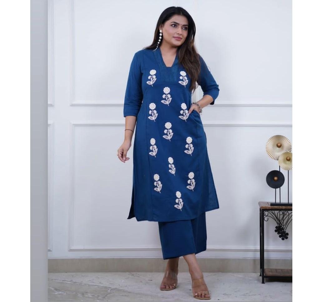 

Women Designer Kurta Pant Cord Set Indian Bollywood Top Tunic Kurti Salwar Kameez Dress 3XL синий