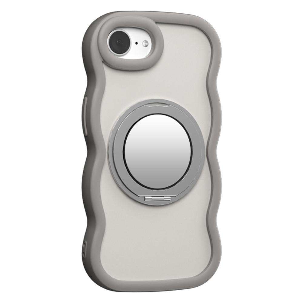 For iPhone 16e Case Magnetic Case Wave Edge TPU+Acrylic Phone Cover with Mirror Kickstand