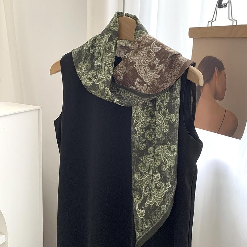 Silk scarf long strip high-end new cashew flower versatile temperament scarf with shirt silk scarf streamer belt
