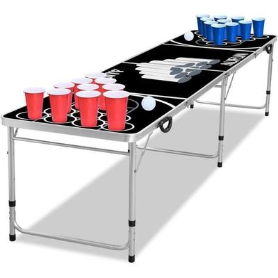 Table Beer Pong - ICH-ZAPFE.DE - 242x62 Cm - 100 Cups - 5 Balls - Black