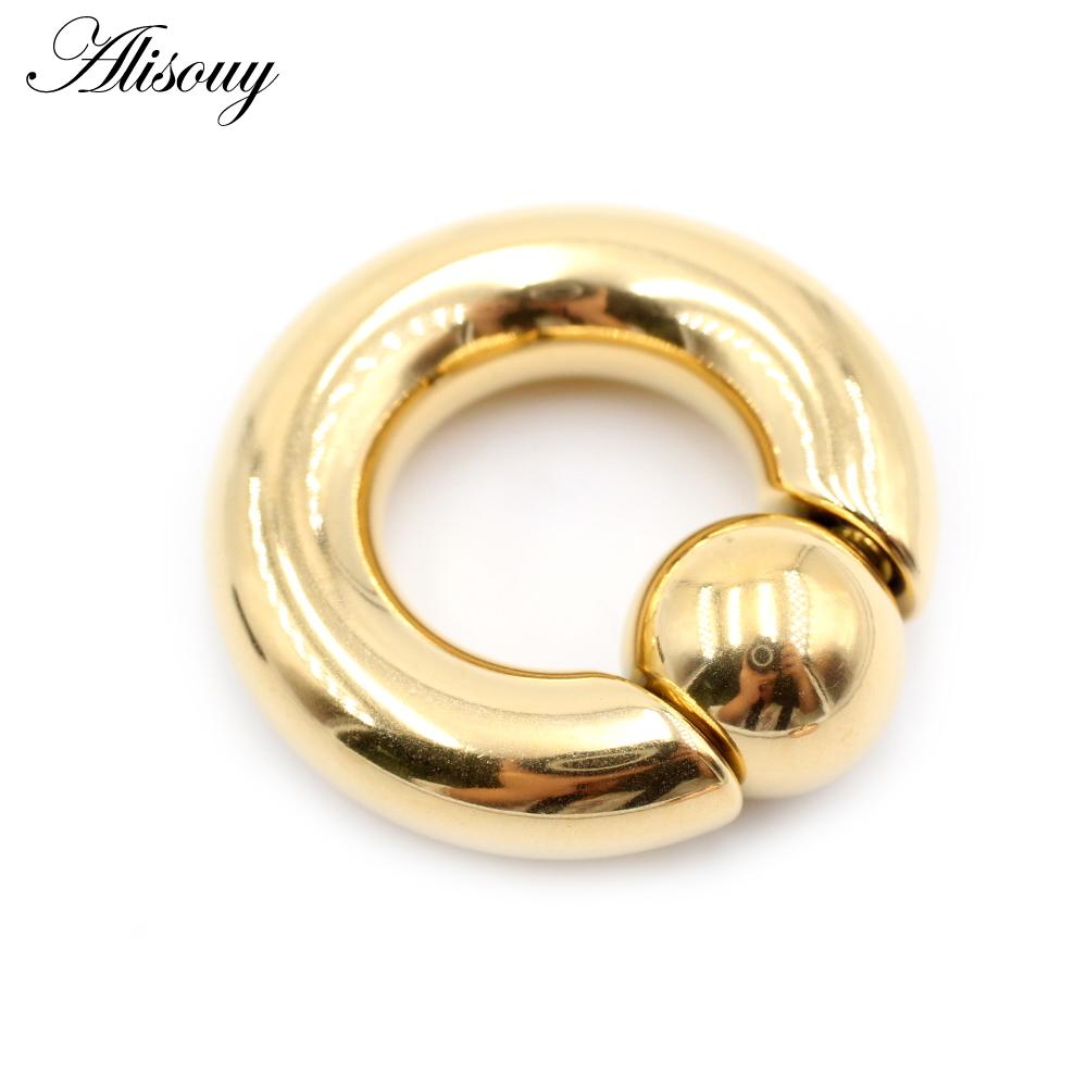 Alisouy 1pc Big Stainless Steel Captive Hoop BCR Eyebrow Tragus Closure Nipple Bar Lips Nose Rings Ear Piercing Body Jewelry