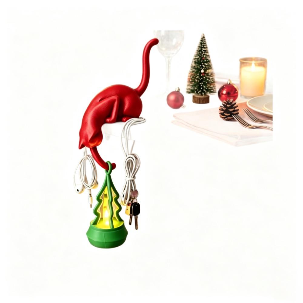 Inverted Hanging Upside Down Cat Figurine Cute Christmas Tree Ornament Home Office Decor