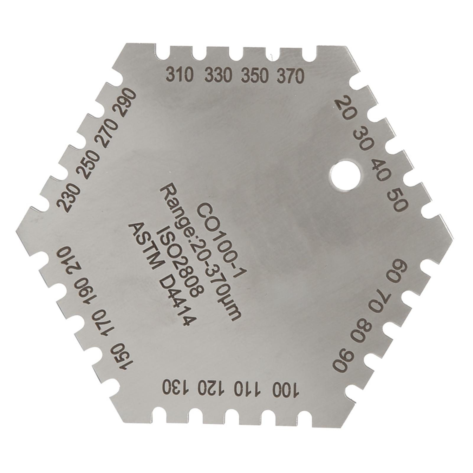 CO100-1 20-370um Stainless Steel Hexagonal Wet Film Comb Card Thickness Gauge Meter Wet Film Thickness Meter Wet Film Comb