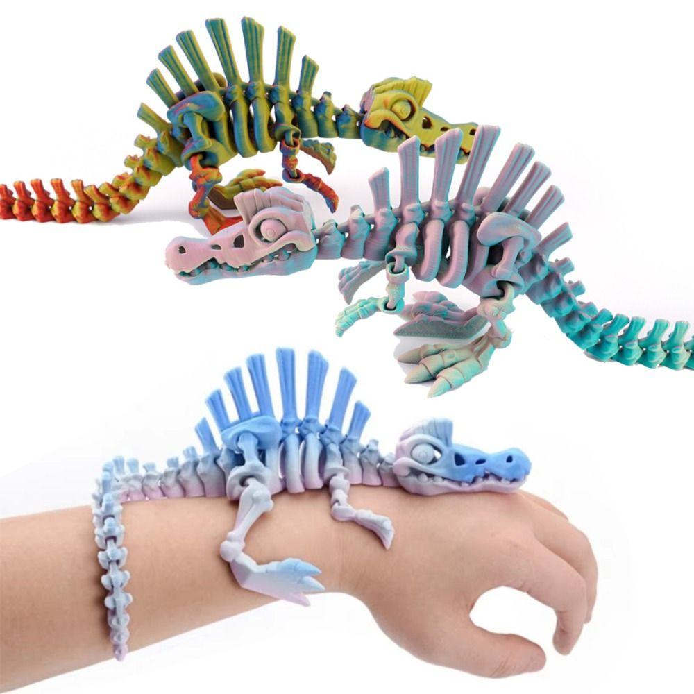 Multi-Color 3D Printed Echinosaurus Dinosaur Mini Size Bone Model Movable Dragons Figurine Movable Joints Desktop Craft