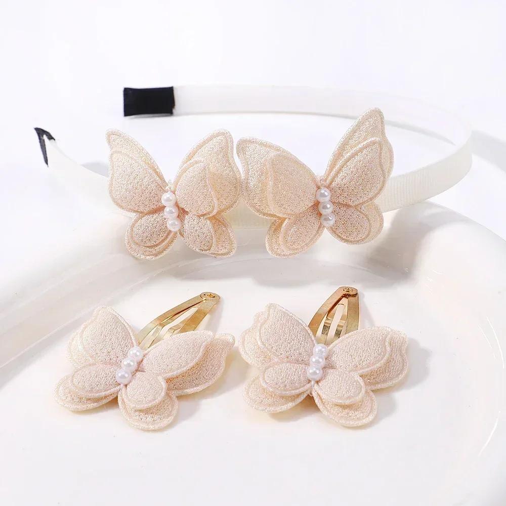 2/3 Pcs Baby Sequins Butterfly Flower Hairbands for Girls Hair Ties Set Clips Bows Headband Kids Headwear Gifts Hair Accessories