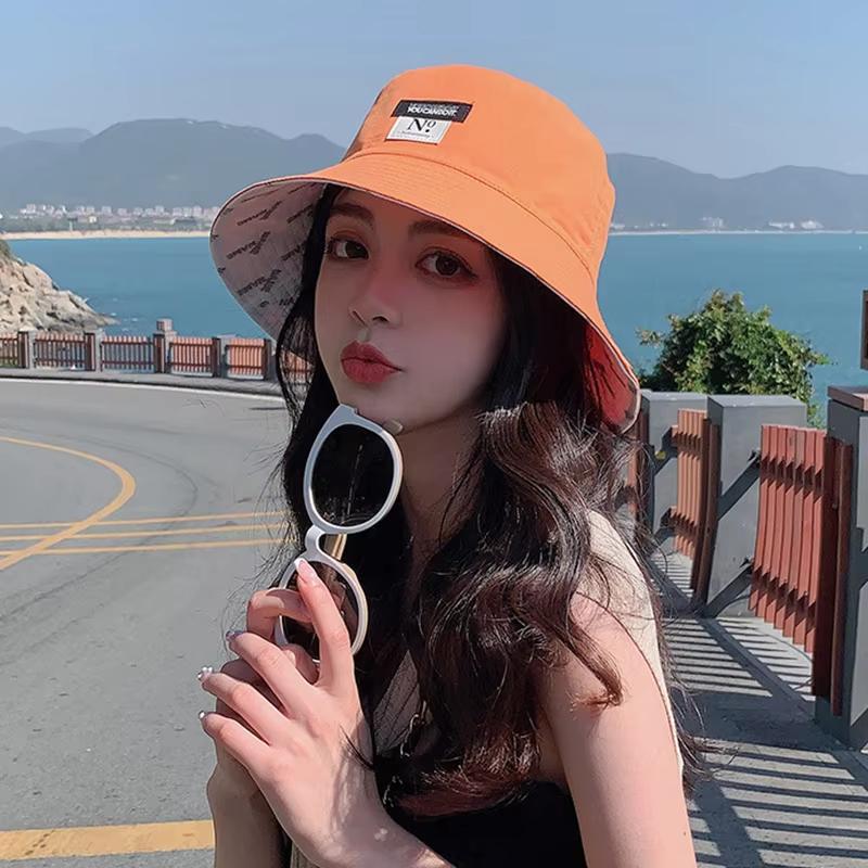 Women Summer Double-Sided Wear Bucket Hat Wide Brim Outdoor Fordable Flat Top Panama Fishermen Cap Lady Travel Beach Visor Hats
