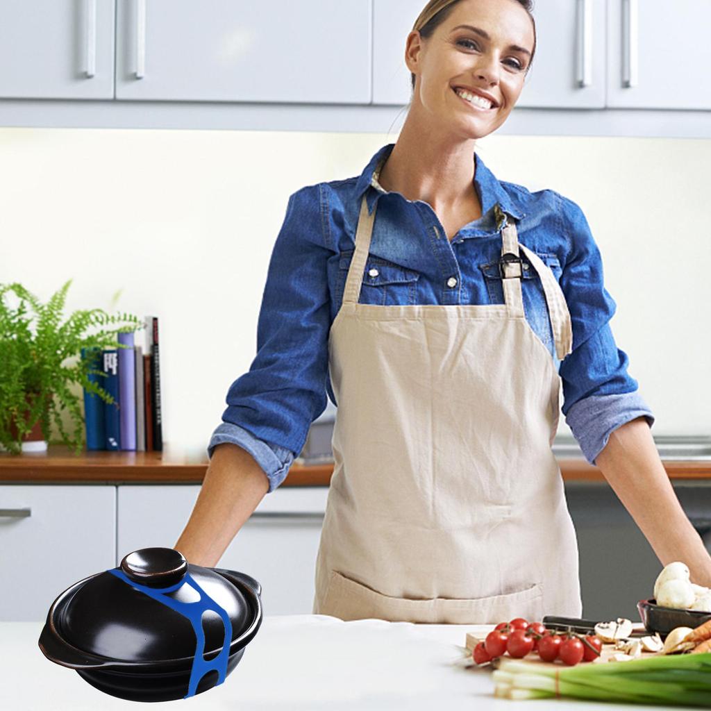 2 Stück Crock Pot Deckel Elastisches Silikonband Universelles Deckelbefestigungsband Deckelband für Auflaufform