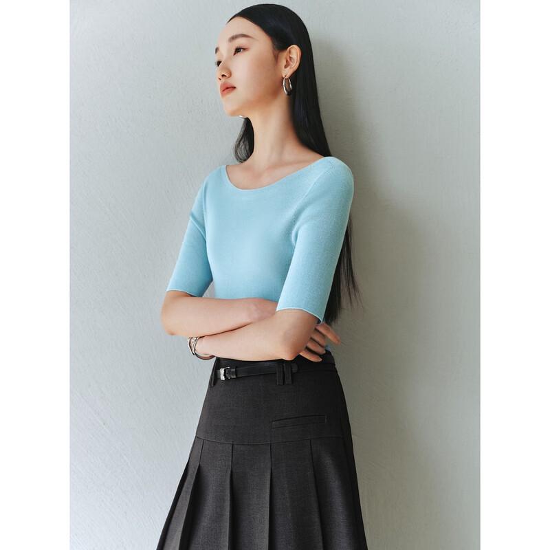 Peacebird Women's Seamless Knit Short Sleeve Top