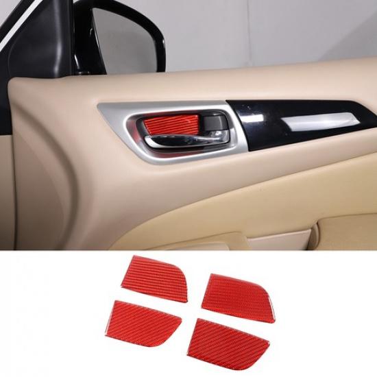 Red Carbon Fiber Inner Door Bowl Trim Panel Sticker For Nissan Pathfinder 13-18
