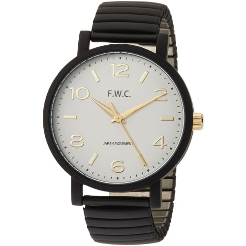 

Fieldwork Women s Analog Oreo Watch, Metal Band, Accordion Strap, White Dial, Black, DT129-1