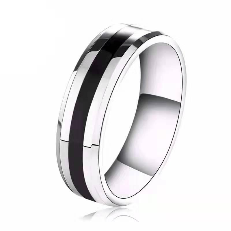 Black Brushed Titanium Steel Couple Ring