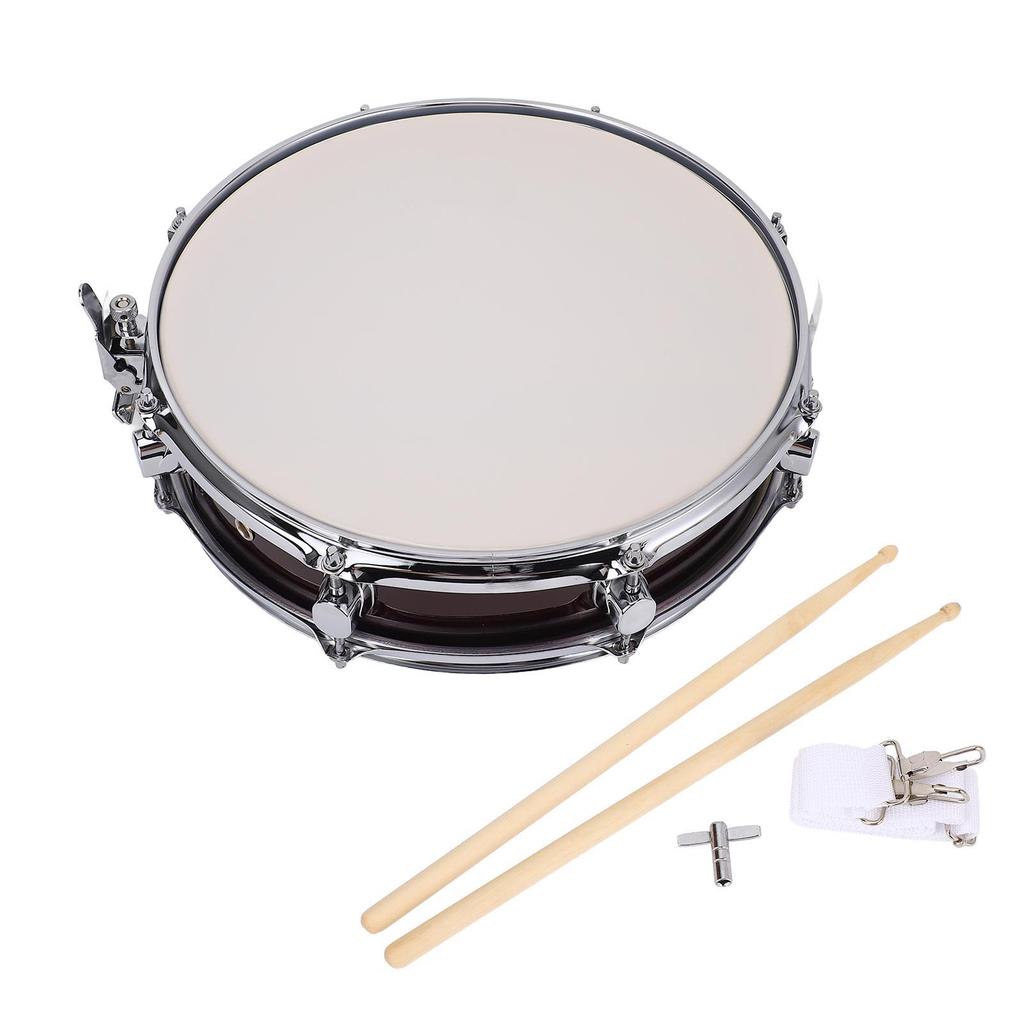 Snare Drum 14 Inch Super Slim Stainless Steel Student Snare Drum with Drumsticks for Practice Performance Wine Red