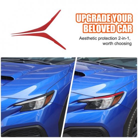 Red Soft Carbon Fiber Headlight Eyebrow Trim Sticker For Subaru WRX VB -