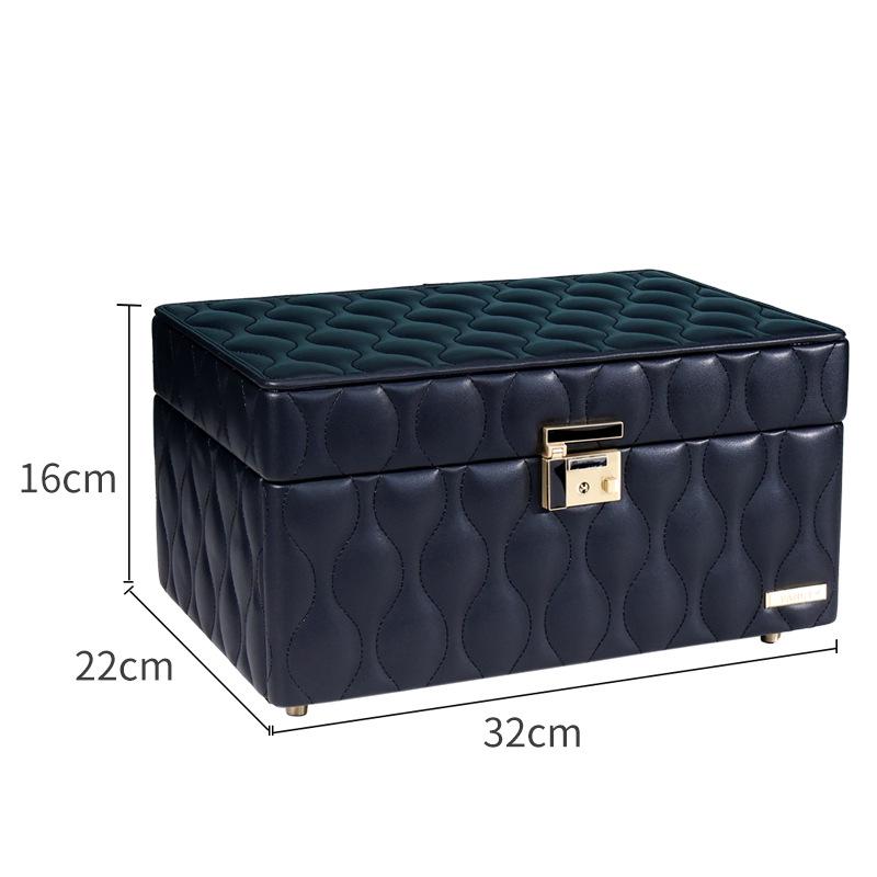 Luxurious Black Leather Rhombus Jewelry Box for Pearl Necklaces - Large Capacity Storage Organizer for Bedroom 32*22*16