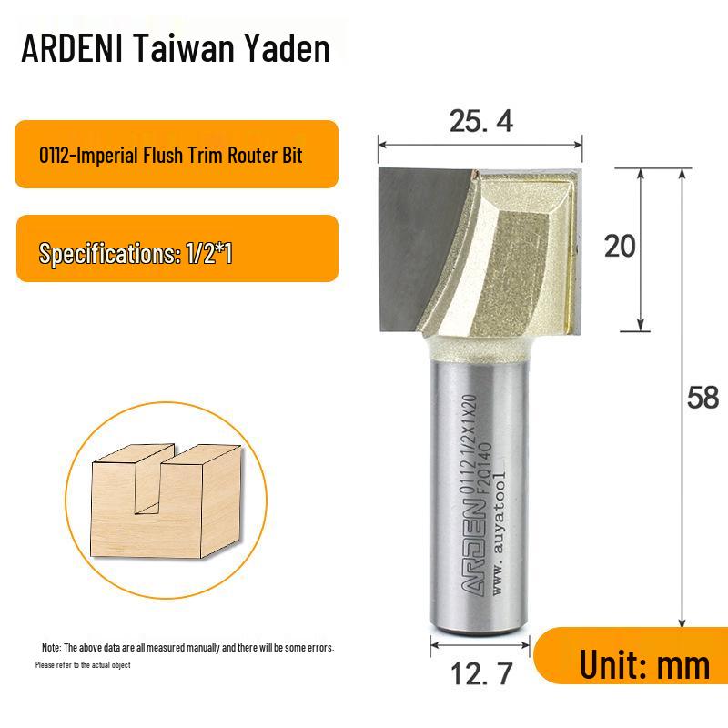 Yaden Metric Flat Bottom Woodworking Cutter: Slotting, Rebating, Milling, Trimming, Engraving, & Router.