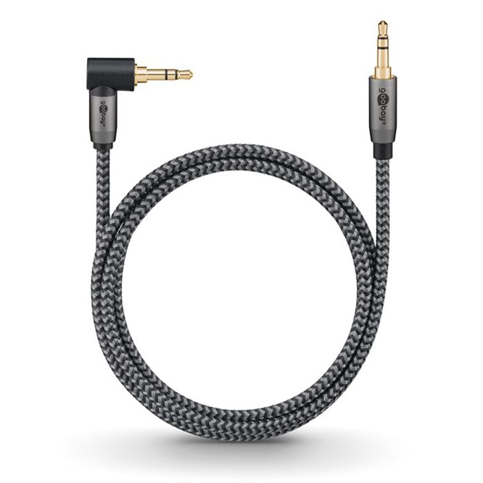 Goobay câble audio jack 3.5 coudé 90° gold nylon tressé 2m