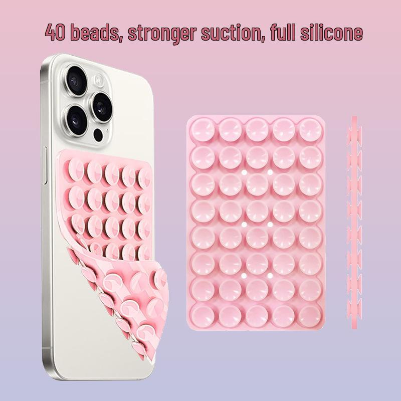 Double-Sided 40-Suction Cup Silicone Phone Holder: Strong Adhesive, Non-Slip Design
