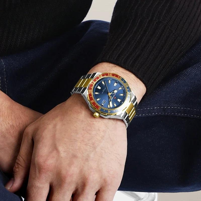 Luxury Business Watch Sports Quartz Clock Luminous Calendar Watches for Man Stainless Steel Waterproof Wristwatch