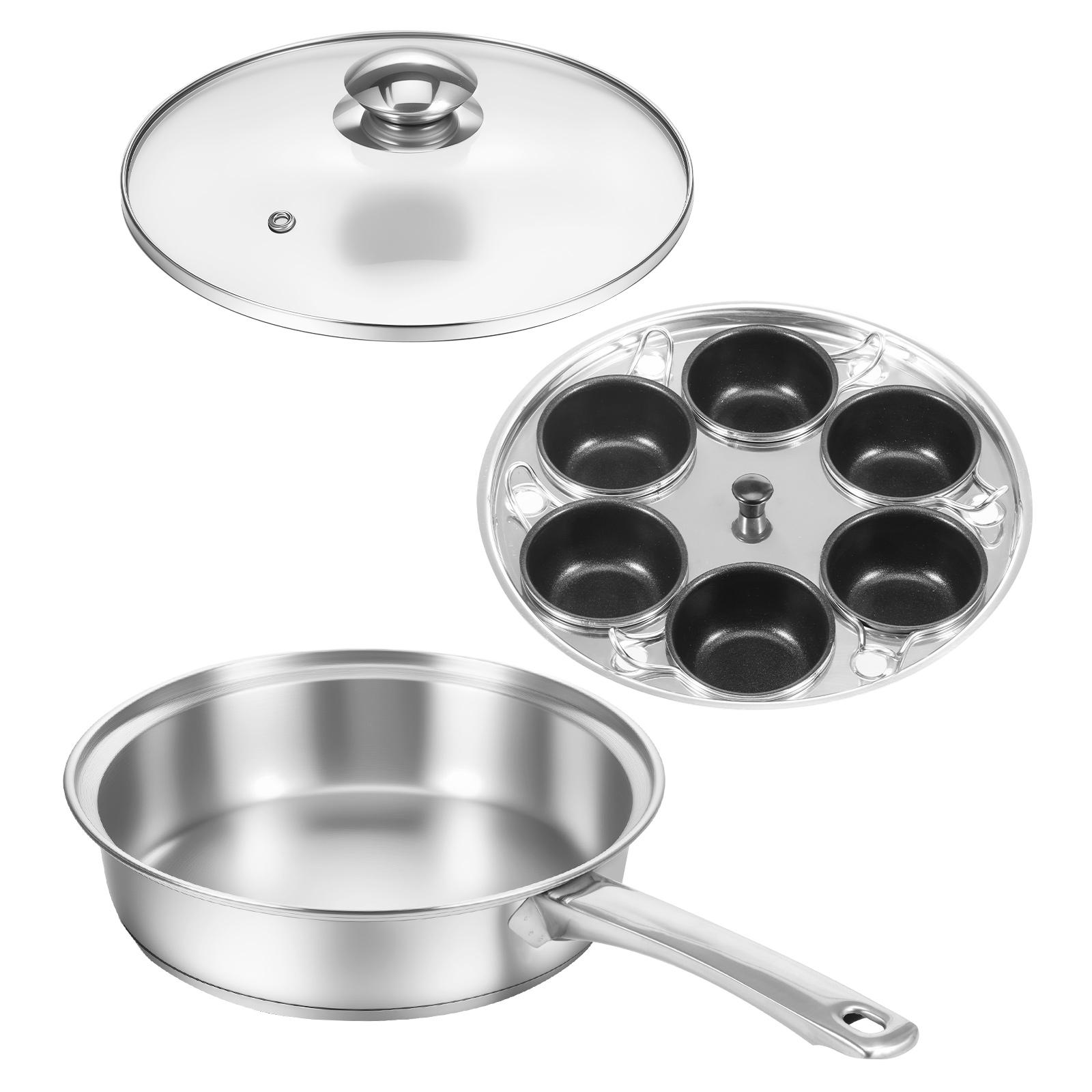 

1 шт. Пательня з нержавіючої сталі для пашотниці Рівномірний нагрів Прилад для приготування яєць пашот Термоізоляція Пательня для приготування пашот з 4/6 маленькими чашками