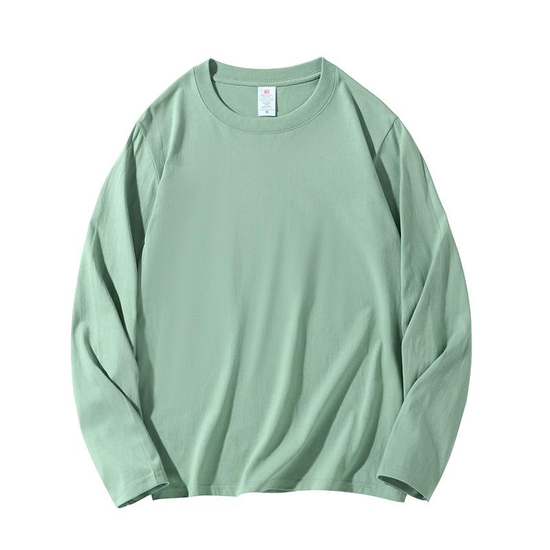 Men's Heavyweight 220g Cotton Long Sleeve Crew Neck T-Shirt, Available In 24 Solid Colors