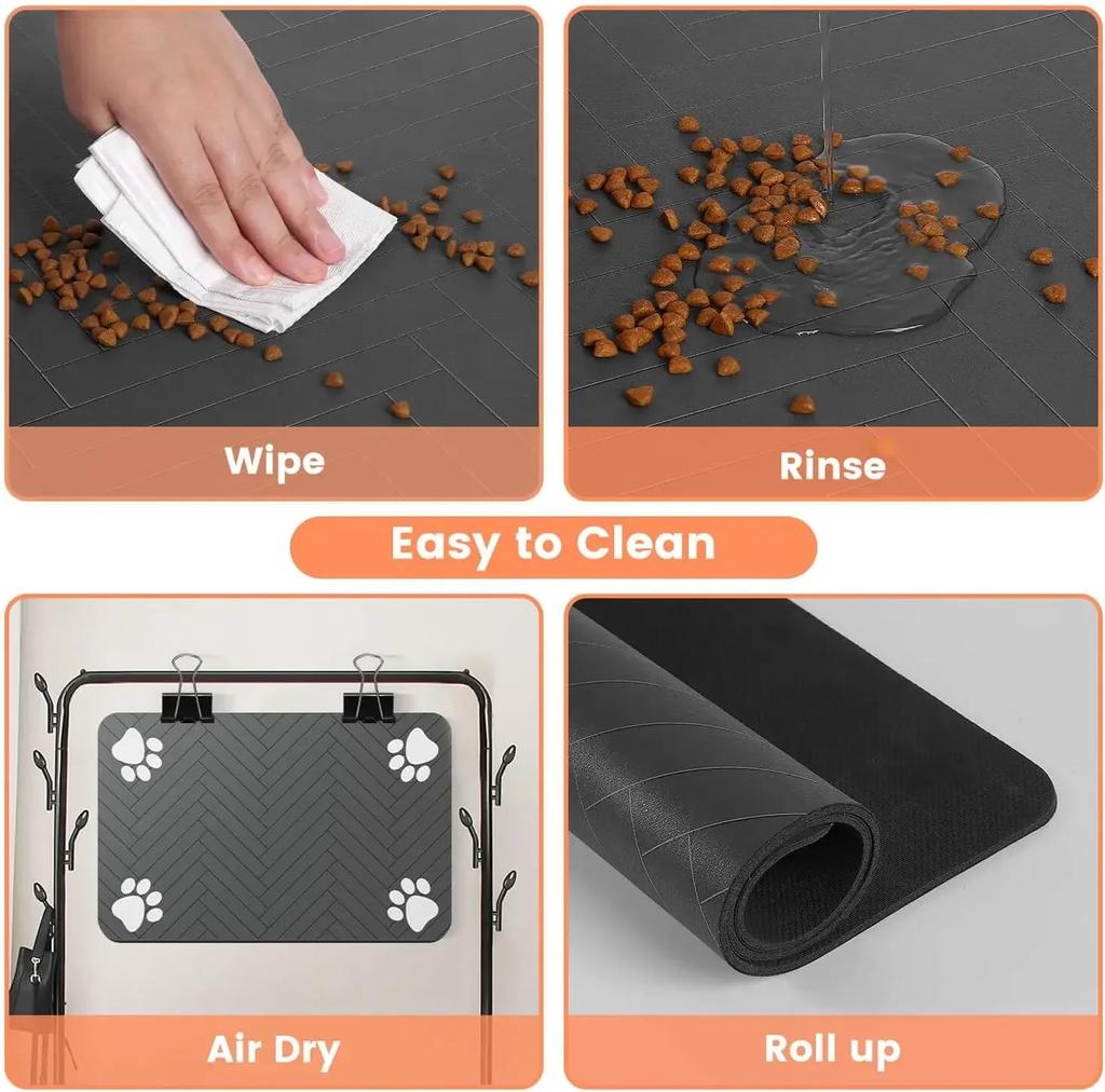 Pet Feeding Mat-Absorbent Pet Plamat for Food and Water Bowl, with Waterproof Rubber Backing, Quick Dry Water Mat for Dog Cat