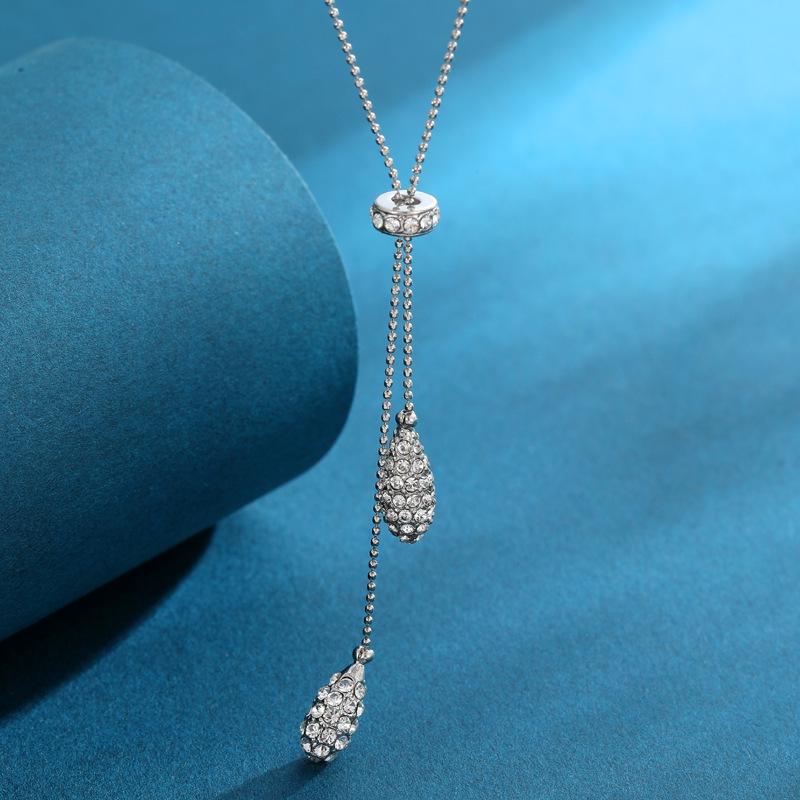 

Four Seasons Water Drop Diamond Tassel Necklace - Women s Korean Fashion Design