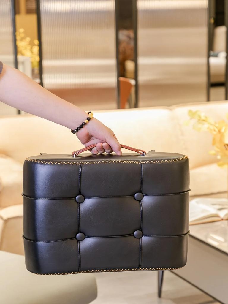 Modischer Schuhwechselhocker Flurhocker Leder Sofahocker Leder Amerikanisch Leichter Luxus Italienische Schuhe Endstück