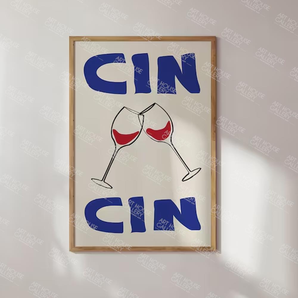 

Современный ретро Cin Cin Винный бар Тележка Коктейль Напиток Приветствия Цитаты Настенная живопись Холст Картина Плакаты Для Кухни Комната Домашний декор 21x30cm No Framed
