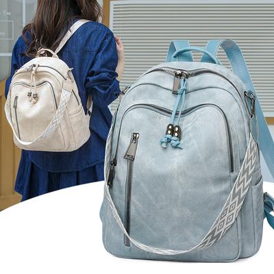 Sac à dos pour femmes en cuir souple à grande capacité