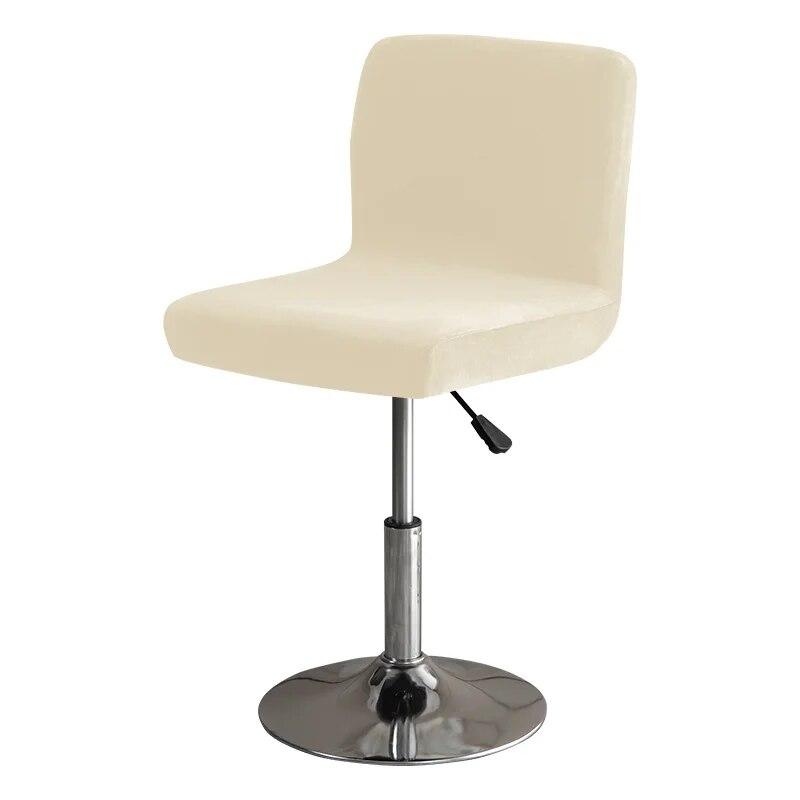 Soft Velvet Bar Stool Chair Cover Solid Stretch Rotating Chair Slipcover Elastic Low Back Office Dining Seat Protector Dark Blue