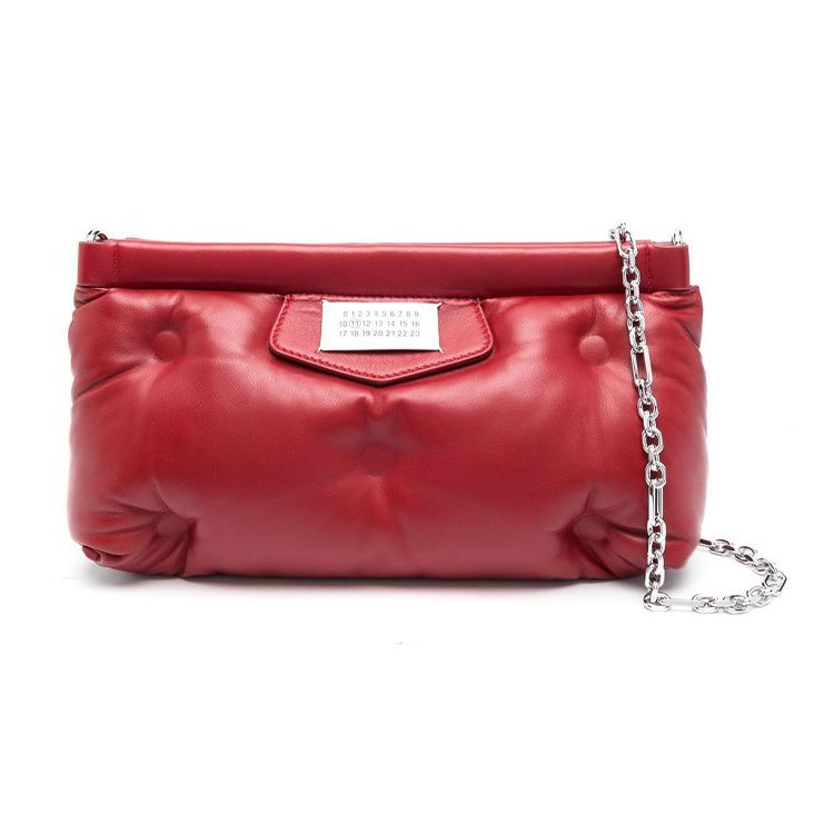 

Maison Margiela Logo Tag Adjustable Detachable Chain Shoulder Strap Lambskin Crossbody Clutch Women clutch Red S56WF0160P4300T4045 Basic Set (Bag+Dust Bag)