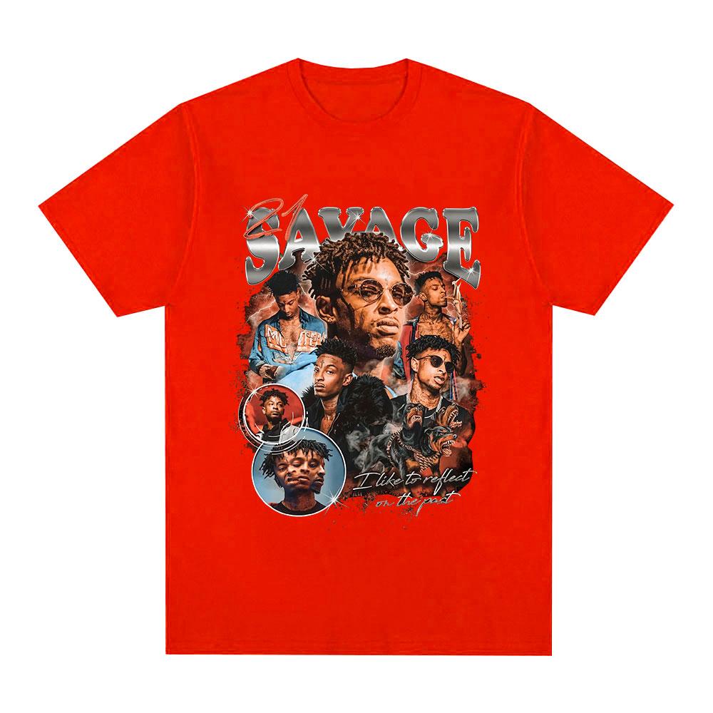 Rapper 21 Savage Graphic T Shirt Unisex Women Vintage Hip Hop Tshirt Cotton Casual Loose Oversized Short Sleeve Tshirts Fans Gift S