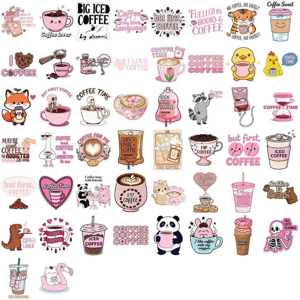 50/100pcs Funny Coffee Bookish Book Reading Stickers Kindle Aesthetic Girls Decals Ipad Phone Laptop Diary Sticker