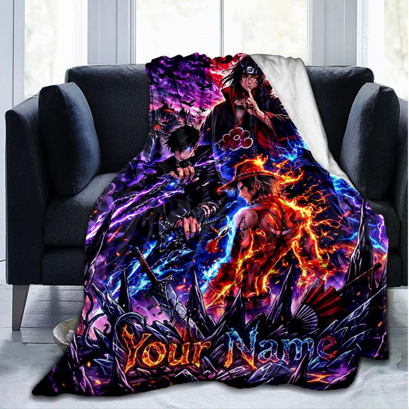 Custom Name Naruto mystical aura. Flannel Fleece Blanket Cozy Warm Throw Blanket For Couch Bed Travel All Season Use