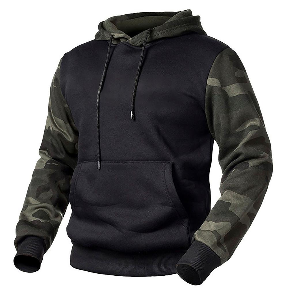 Man's Hoodie Sweatshirts Camouflage Long-sleeves Hooded Tops Drawstring Tight
