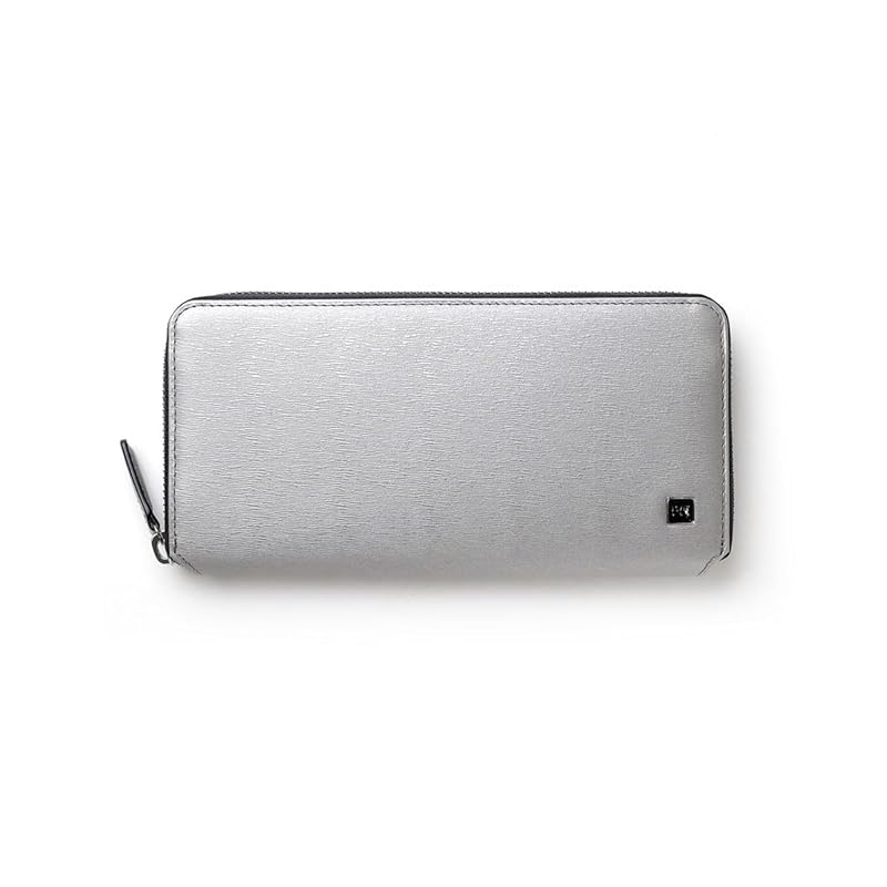 

[IS/IT] polymer long wallet round zipper Card tier 14, men s leather cowhide, No.989607(Silver)