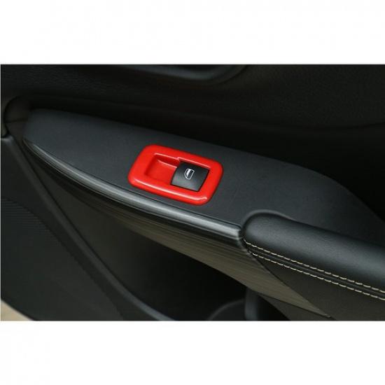 Car Window Lift Switch Button Trim Cover Decor for 2011+ Jeep Grand Cherokee Red